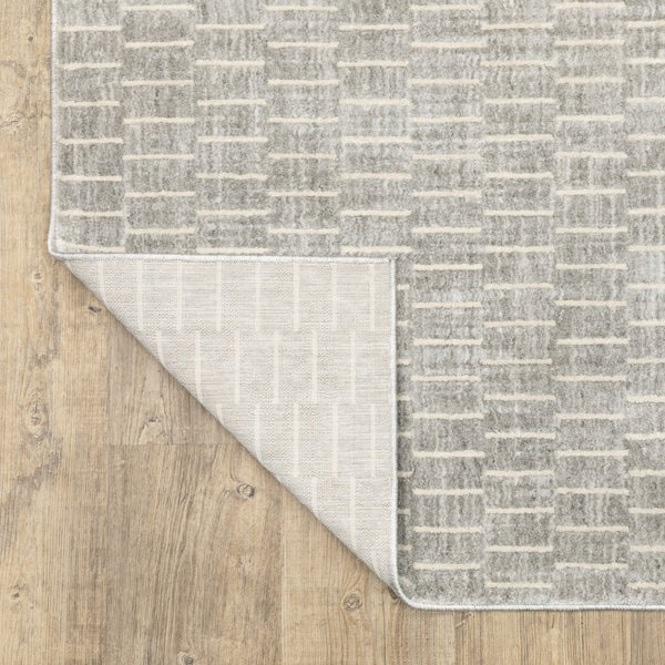 Oriental Weavers Oliver Modern Grey Beige Runner Rug 2'3" X 7'6" — Soft High-Low Polyester Pile, Geometric Basketweave Appeal OOLV01068230ST