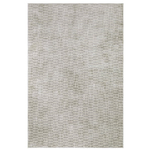 Oriental Weavers Oliver Modern Grey Beige Runner Rug 2'3" X 7'6" — Soft High-Low Polyester Pile, Geometric Basketweave Appeal OOLV01068230ST