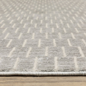 Oriental Weavers Oliver Modern Grey Beige Runner Rug 2'3" X 7'6" — Soft High-Low Polyester Pile, Geometric Basketweave Appeal OOLV01068230ST