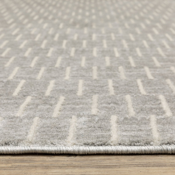 Oriental Weavers Oliver Modern Grey Beige Runner Rug 2'3" X 7'6" — Soft High-Low Polyester Pile, Geometric Basketweave Appeal OOLV01068230ST