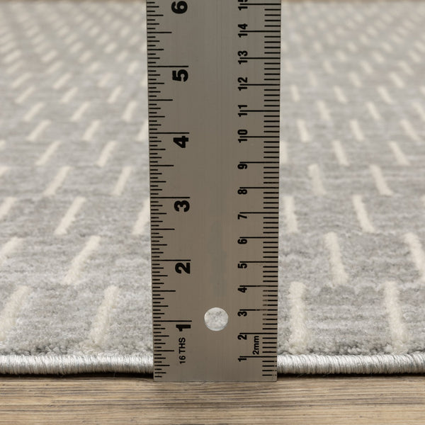 Oriental Weavers Oliver Modern Grey Beige Runner Rug 2'3" X 7'6" — Soft High-Low Polyester Pile, Geometric Basketweave Appeal OOLV01068230ST