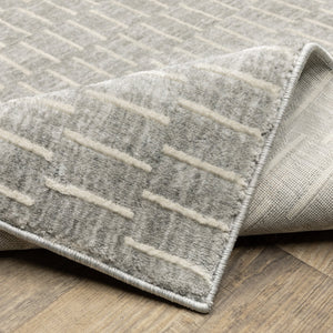 Oriental Weavers Oliver High-Low Geometric Area Rug In Grey Beige — Soft Polyester, Machine-Woven, Modern Charm 59.84'' L x 39.37'' W OOLV01100152ST