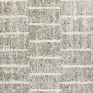 Oriental Weavers Oliver Modern Grey Beige Runner Rug 2'3" X 7'6" — Soft High-Low Polyester Pile, Geometric Basketweave Appeal OOLV01068230ST