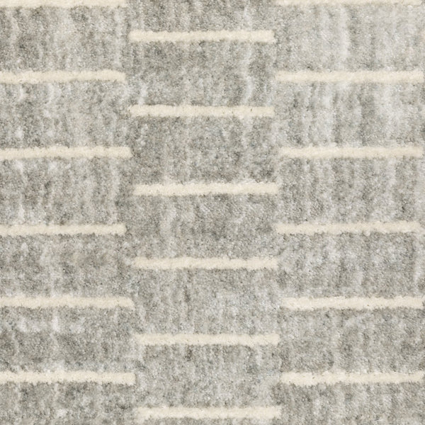 Oriental Weavers Oliver Modern Grey Beige Runner Rug 2'3" X 7'6" — Soft High-Low Polyester Pile, Geometric Basketweave Appeal OOLV01068230ST