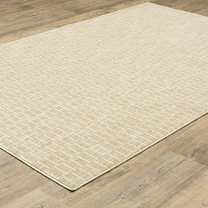 Oriental Weavers Oliver Plush High-Low Polyester Area Rug In Beige Tan Gold With Subtle Geometric Basketweave Dash Pattern For Coastal, Minimalist, Transitional Spaces 129.92'' L x 94.49'' W OOLV02240330ST