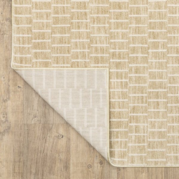 Oriental Weavers Oliver Neutral Gold Beige Runner Rug 2'3"X7'6" — High‑Low Pile, Basketweave Texture For Coastal/Minimal Rooms OOLV02068230ST