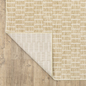 Oriental Weavers Oliver Plush High-Low Polyester Area Rug In Beige Tan Gold With Subtle Geometric Basketweave Dash Pattern For Coastal, Minimalist, Transitional Spaces 129.92'' L x 94.49'' W OOLV02240330ST