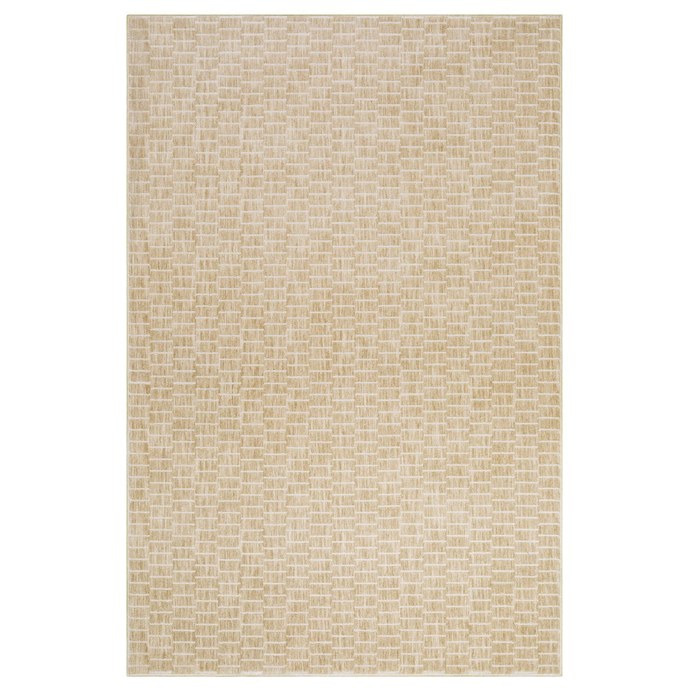 Oriental Weavers Oliver Plush High-Low Polyester Area Rug In Beige Tan Gold With Subtle Geometric Basketweave Dash Pattern For Coastal, Minimalist, Transitional Spaces 129.92'' L x 94.49'' W OOLV02240330ST