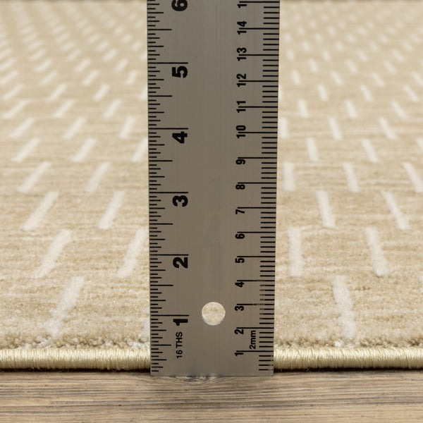 Oriental Weavers Oliver Neutral Gold Beige Runner Rug 2'3"X7'6" — High‑Low Pile, Basketweave Texture For Coastal/Minimal Rooms OOLV02068230ST
