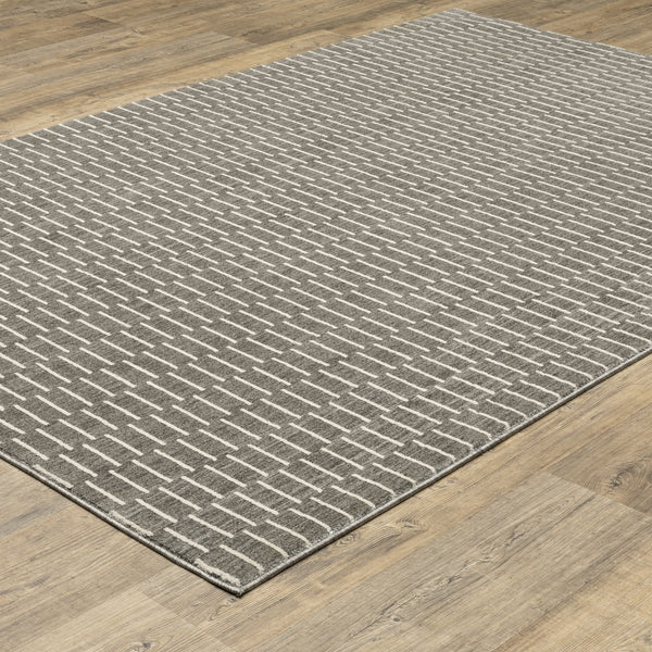 Oriental Weavers Oliver Modern Charcoal & Beige Geometric Area Rug With High-Low Texture For Cozy Contemporary Spaces 90.55'' L x 62.99'' W OOLV03160230ST