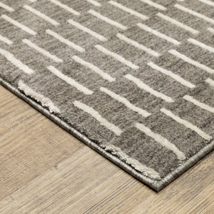 Oriental Weavers Oliver High-Low Woven Runner Rug Charcoal & Beige 2'3"X7'6" — Geometric Basketweave Texture, Durable Polyester OOLV03068230ST