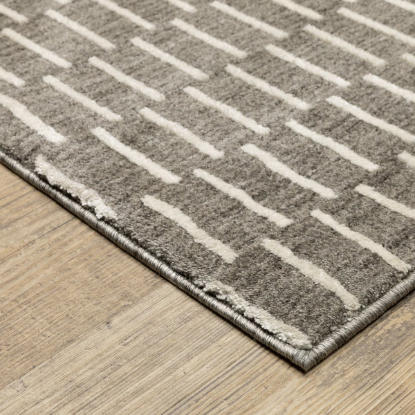 Oriental Weavers Oliver High-Low Woven Runner Rug Charcoal & Beige 2'3"X7'6" — Geometric Basketweave Texture, Durable Polyester OOLV03068230ST