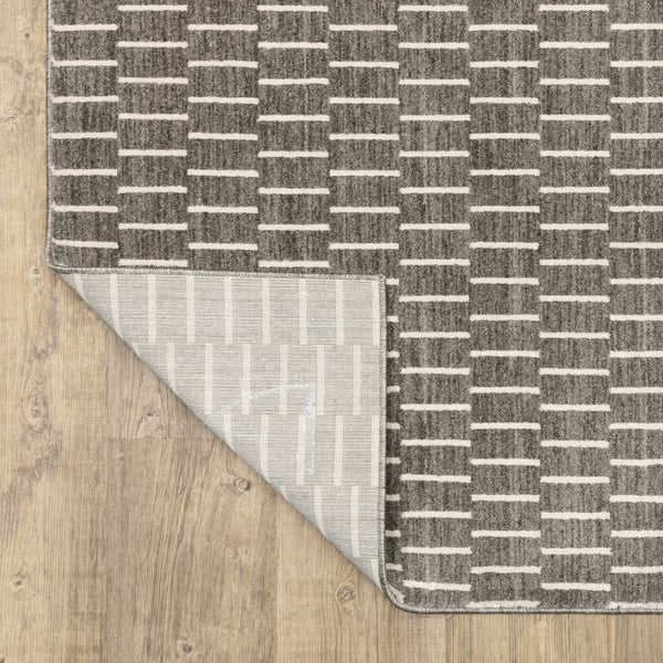 Oriental Weavers Oliver High-Low Woven Runner Rug Charcoal & Beige 2'3"X7'6" — Geometric Basketweave Texture, Durable Polyester OOLV03068230ST