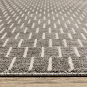 Oriental Weavers Oliver High-Low Woven Runner Rug Charcoal & Beige 2'3"X7'6" — Geometric Basketweave Texture, Durable Polyester OOLV03068230ST