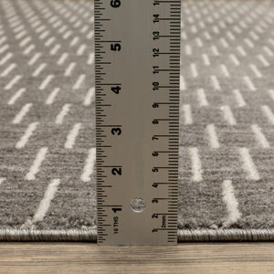 Oriental Weavers Oliver Modern Charcoal & Beige Geometric Area Rug With High-Low Texture For Cozy Contemporary Spaces 90.55'' L x 62.99'' W OOLV03160230ST