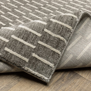 Oriental Weavers Oliver High-Low Woven Runner Rug Charcoal & Beige 2'3"X7'6" — Geometric Basketweave Texture, Durable Polyester OOLV03068230ST