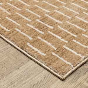 Oriental Weavers Oliver Plush Rust & Beige Geometric Runner Rug 2'3"X7'6" — High‑Low Polyester Pile, Durable Style OOLV04068230ST