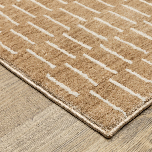 Oriental Weavers Oliver Plush Rust & Beige Geometric Runner Rug 2'3"X7'6" — High‑Low Polyester Pile, Durable Style OOLV04068230ST