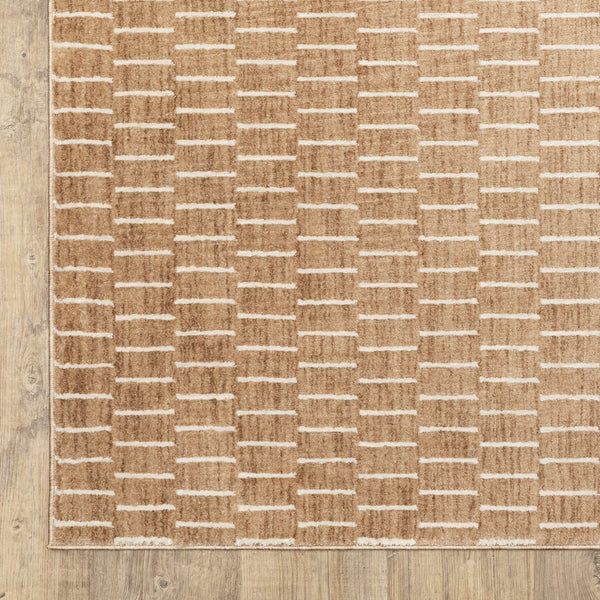 Oriental Weavers Oliver Plush Rust & Beige Geometric Runner Rug 2'3"X7'6" — High‑Low Polyester Pile, Durable Style OOLV04068230ST