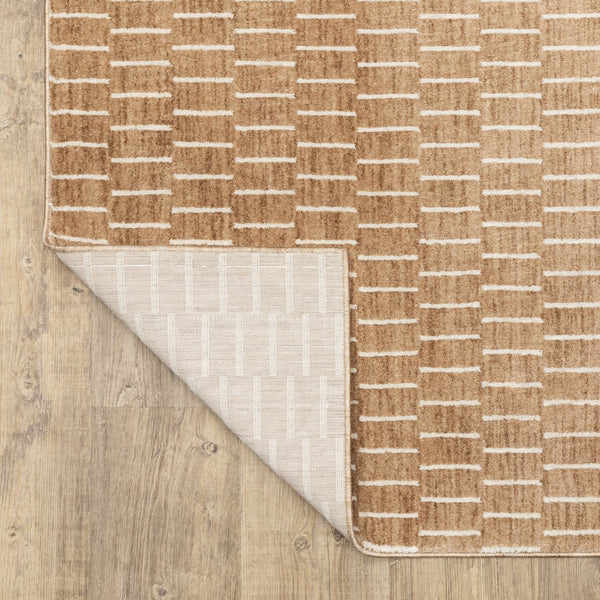 Oriental Weavers Oliver Plush Rust & Beige Geometric Runner Rug 2'3"X7'6" — High‑Low Polyester Pile, Durable Style OOLV04068230ST