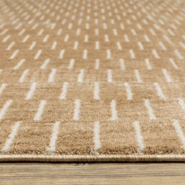 Oriental Weavers Oliver Plush Rust & Beige Geometric Runner Rug 2'3"X7'6" — High‑Low Polyester Pile, Durable Style OOLV04068230ST