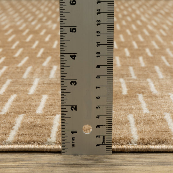 Oriental Weavers Oliver Plush High-Low Geometric Area Rug In Rust And Beige — Machine-Woven, Soft Polyester Texture 153.54'' L x 118.11'' W OOLV04300390ST