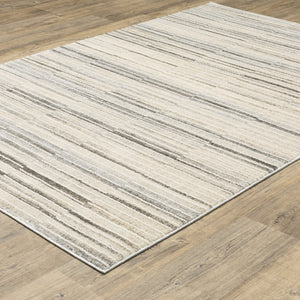Oriental Weavers Oliver Plush Geometric Area Rug In Grey-Beige — High-Low Texture, Durable Polyester Pile For Rooms 153.54'' L x 118.11'' W OOLV05300390ST