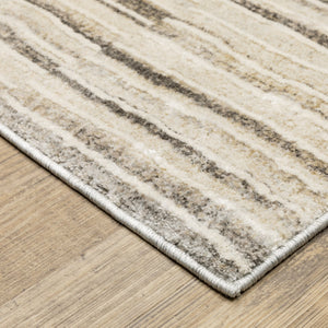 Oriental Weavers Oliver Modern Geometric Runner Rug 2'3"X7'6" - Plush High-Low Polyester, Neutral Grey Beige Tones OOLV05068230ST