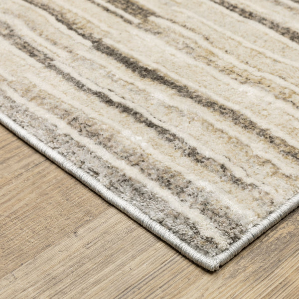 Oriental Weavers Oliver Modern Geometric Runner Rug 2'3"X7'6" - Plush High-Low Polyester, Neutral Grey Beige Tones OOLV05068230ST