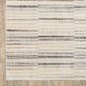 Oriental Weavers Oliver Modern Geometric Runner Rug 2'3"X7'6" - Plush High-Low Polyester, Neutral Grey Beige Tones OOLV05068230ST