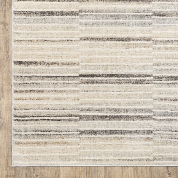 Oriental Weavers Oliver Modern Geometric Runner Rug 2'3"X7'6" - Plush High-Low Polyester, Neutral Grey Beige Tones OOLV05068230ST