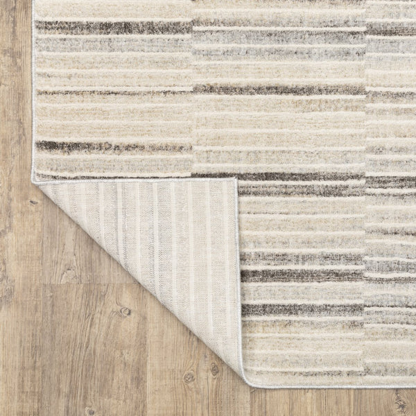 Oriental Weavers Oliver Plush Geometric Area Rug In Grey-Beige — High-Low Texture, Durable Polyester Pile For Rooms 153.54'' L x 118.11'' W OOLV05300390ST