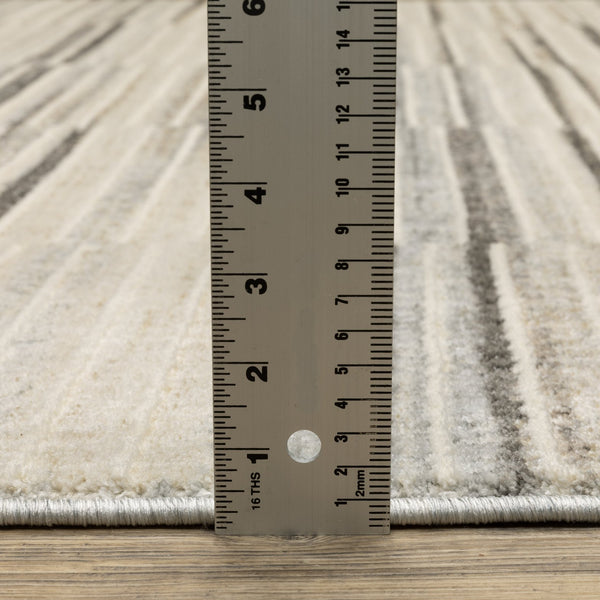 Oriental Weavers Oliver Plush Geometric Area Rug In Grey-Beige — High-Low Texture, Durable Polyester Pile For Rooms 153.54'' L x 118.11'' W OOLV05300390ST