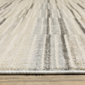 Oriental Weavers Oliver Plush Geometric Area Rug In Grey-Beige — High-Low Texture, Durable Polyester Pile For Rooms 153.54'' L x 118.11'' W OOLV05300390ST