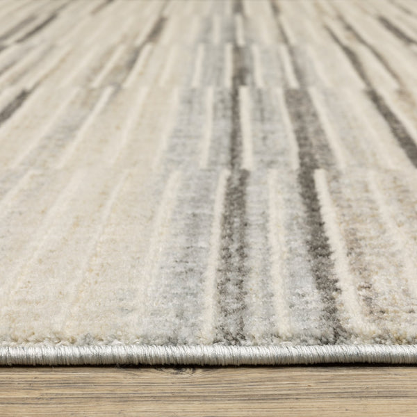 Oriental Weavers Oliver Plush Geometric Area Rug In Grey-Beige — High-Low Texture, Durable Polyester Pile For Rooms 153.54'' L x 118.11'' W OOLV05300390ST