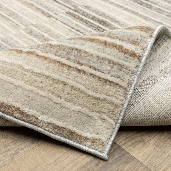 Oriental Weavers Oliver Painterly Striped Area Rug In Grey Rust Tones For Living Rooms, Low-Pile Soft Polyester Comfort 59.84'' L x 39.37'' W OOLV06100152ST