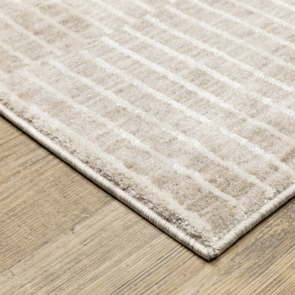 Oriental Weavers Oliver Soft Beige/Tan Runner Rug 2'3"X7'6" — Plush Machine-Woven Polyester, Distressed Grid Texture, Neutral Geometric Style For Hallway OOLV07068230ST