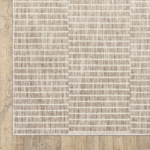 Oriental Weavers Oliver Soft Beige/Tan Runner Rug 2'3"X7'6" — Plush Machine-Woven Polyester, Distressed Grid Texture, Neutral Geometric Style For Hallway OOLV07068230ST