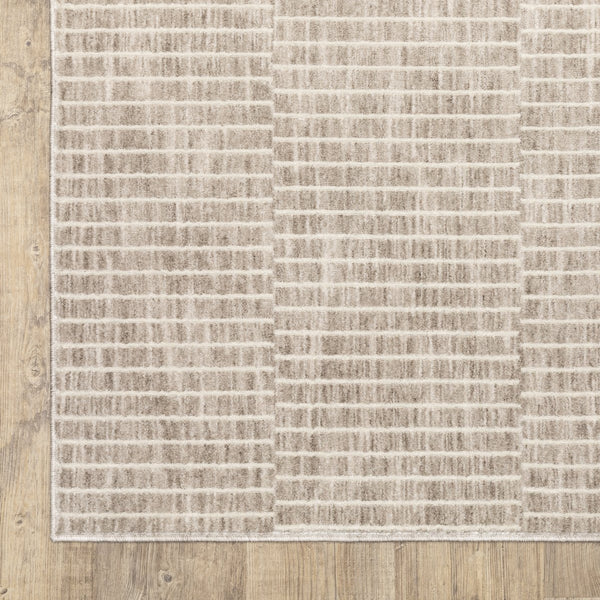 Oriental Weavers Oliver Soft Beige/Tan Runner Rug 2'3"X7'6" — Plush Machine-Woven Polyester, Distressed Grid Texture, Neutral Geometric Style For Hallway OOLV07068230ST