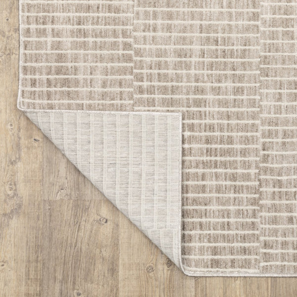 Oriental Weavers Oliver Soft Beige/Tan Runner Rug 2'3"X7'6" — Plush Machine-Woven Polyester, Distressed Grid Texture, Neutral Geometric Style For Hallway OOLV07068230ST