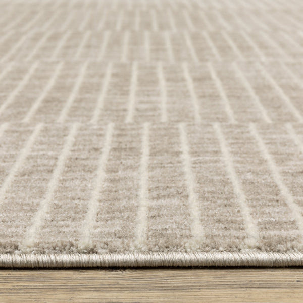 Oriental Weavers Oliver Soft Beige/Tan Runner Rug 2'3"X7'6" — Plush Machine-Woven Polyester, Distressed Grid Texture, Neutral Geometric Style For Hallway OOLV07068230ST