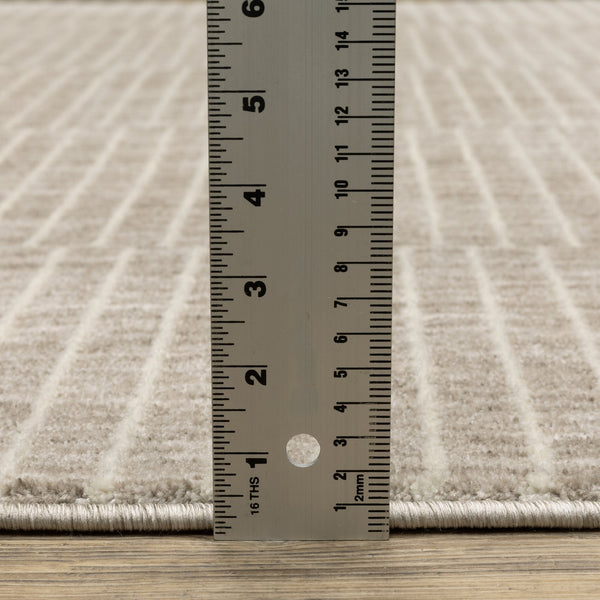 Oriental Weavers Oliver Soft-Toned Geometric Area Rug — Plush High-Low Texture In Beige & Tan For Modern Homes 129.92'' L x 94.49'' W OOLV07240330ST