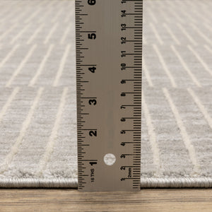 Oriental Weavers Oliver Plush Grey Beige Area Rug With Subtle Abstract Stripes, High-Low Texture For Modern Cozy Homes 59.84'' L x 39.37'' W OOLV08100152ST