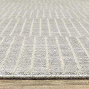 Oriental Weavers Oliver Plush Grey Beige Area Rug With Subtle Abstract Stripes, High-Low Texture For Modern Cozy Homes 59.84'' L x 39.37'' W OOLV08100152ST