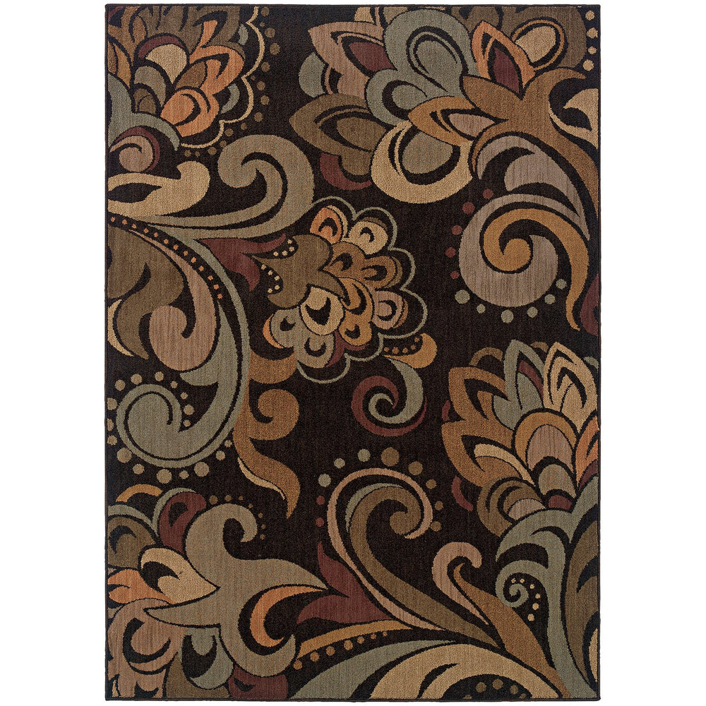 Oriental Weavers Palermo Indoor Area Rug - Luxuriously Soft Space-dyed Nylon With Warm Neutral Tones And Texture Black,Green Nylon P2848c300390st