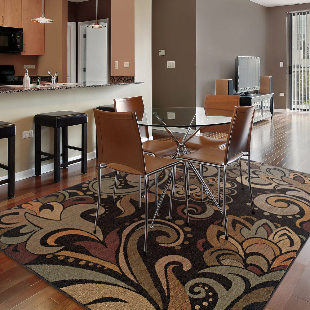 Oriental Weavers Palermo Indoor Area Rug - Luxuriously Soft Space-dyed Nylon With Warm Neutral Tones And Texture Black,Green Nylon P2848c300390st