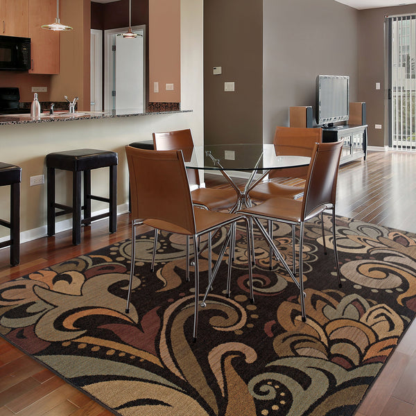 Oriental Weavers Palermo Indoor Area Rug - Luxuriously Soft Space-dyed Nylon With Warm Neutral Tones And Texture Black,Green Nylon P2848c300390st