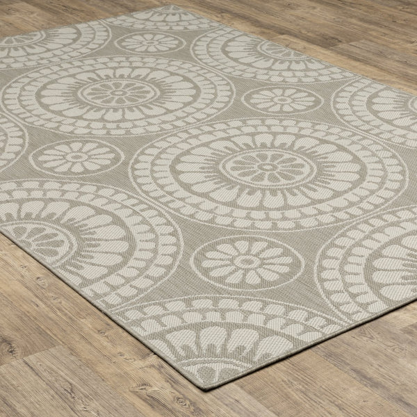 Oriental Weavers Portofino Indoor/Outdoor Area Rug - Stylish, Easy To Maintain, Perfect For Homes With Kids & Pets Grey,Ivory Polypropylene P1832h200280st