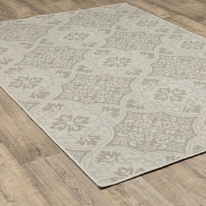 Oriental Weavers Portofino Indoor/Outdoor Area Rug - Durable, Stylish, And Easy To Maintain For Any Space Decor Ivory,Grey Polypropylene P2805w160220st
