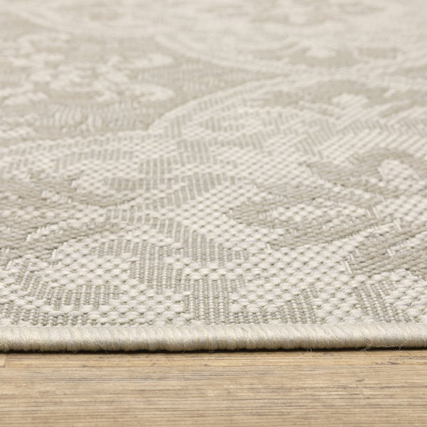 Oriental Weavers Portofino Indoor/Outdoor Area Rug - Durable, Stylish, And Easy To Maintain For Any Space Decor Ivory,Grey Polypropylene P2805w160220st